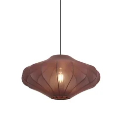 Japandi Hängelampe Braun mit Stoffschirm 50cm - Plu