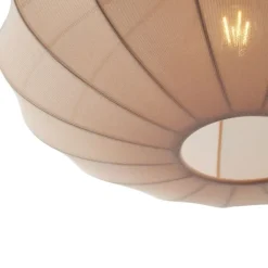 Japandi Hängelampe Schwarz mit braunem Stoffschirm - Bida