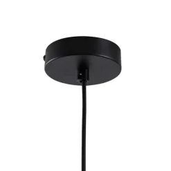 Japandi Hängelampe Schwarz mit braunem Stoffschirm - Bida