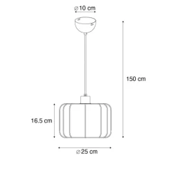 Japandi Hängelampe Schwarz mit Weiß 25cm - Madleine