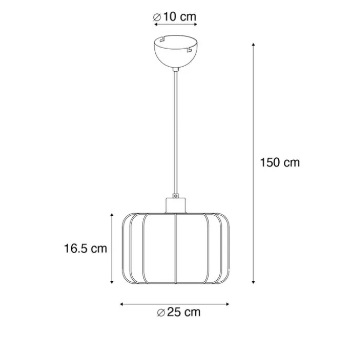 Japandi Hängelampe Schwarz mit Weiß 25cm - Madleine