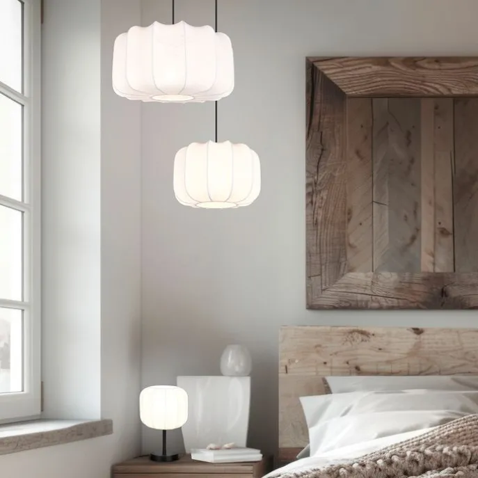 Japandi Hängelampe Schwarz mit Weiß 25cm - Madleine