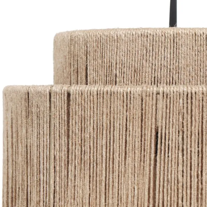 Japandi Hängelampe schwarz mit braunem Seil 4-flammig - Smilla