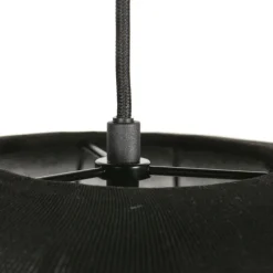 Japandi Pendelleuchte Schwarz mit Stoffschirm 45cm - Sable