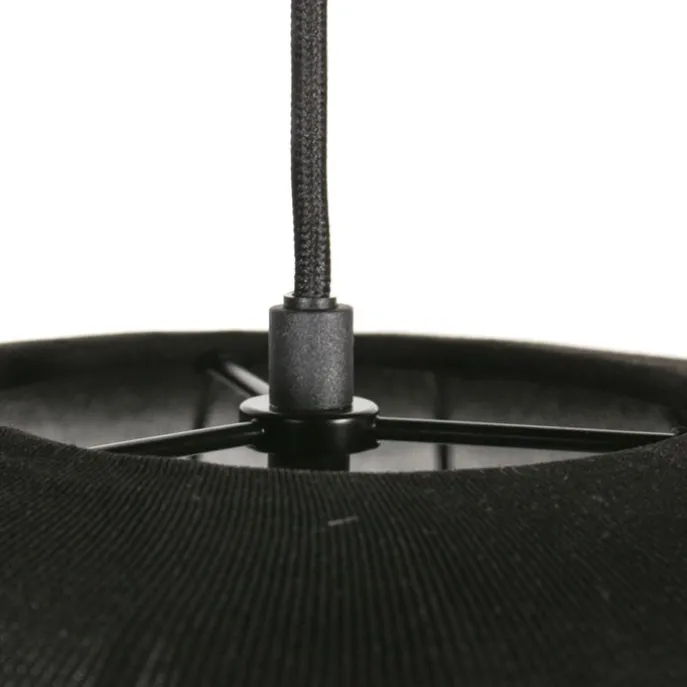 Japandi Pendelleuchte Schwarz mit Stoffschirm 45cm - Sable