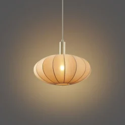 Japandi-Hängelampe Beige mit Stoffschirm - Bida