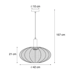 Japandi-Hängelampe Beige mit Stoffschirm - Bida