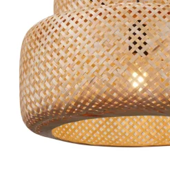 Japandi-Pendelleuchte Schwarz mit Bambus 2-flammig - Kea