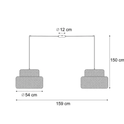 Japandi-Pendelleuchte Schwarz mit Bambus 2-flammig - Kea