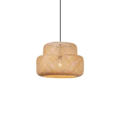 Japandi-Pendelleuchte Schwarz mit Bambus - Kea