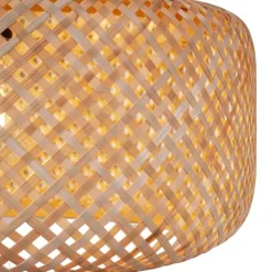 Japandi-Pendelleuchte Schwarz mit Bambus - Kea