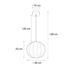 Japandi-Pendelleuchte Weiß Seide 30cm - Plu