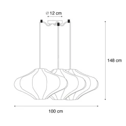 Japandi-Pendelleuchte weiß 50 cm 3-flammig - Plu