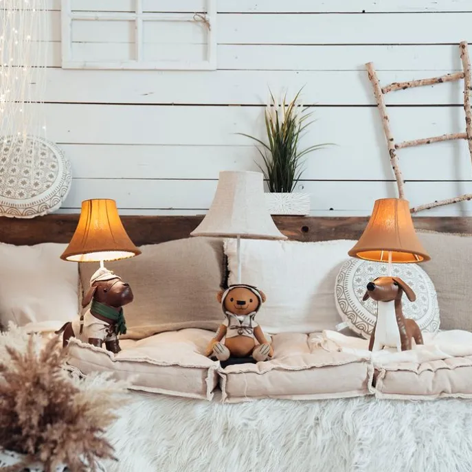 Kinder Tischleuchte Dackel Braun inkl. LED - Waldi