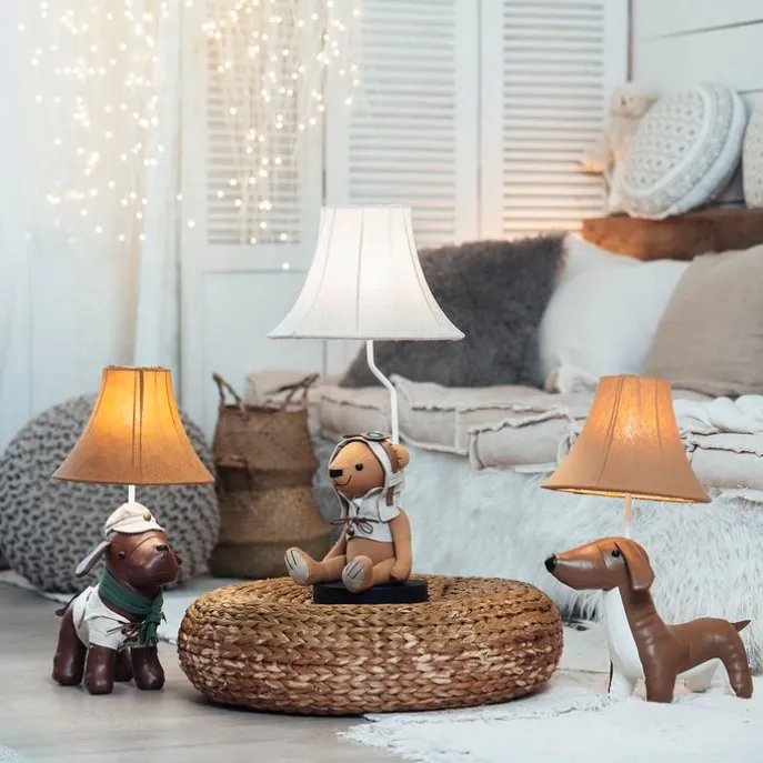 Kinder Tischleuchte Dackel Braun inkl. LED - Waldi