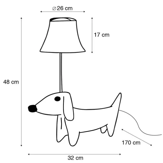 Kinder Tischleuchte Dackel Braun inkl. LED - Waldi