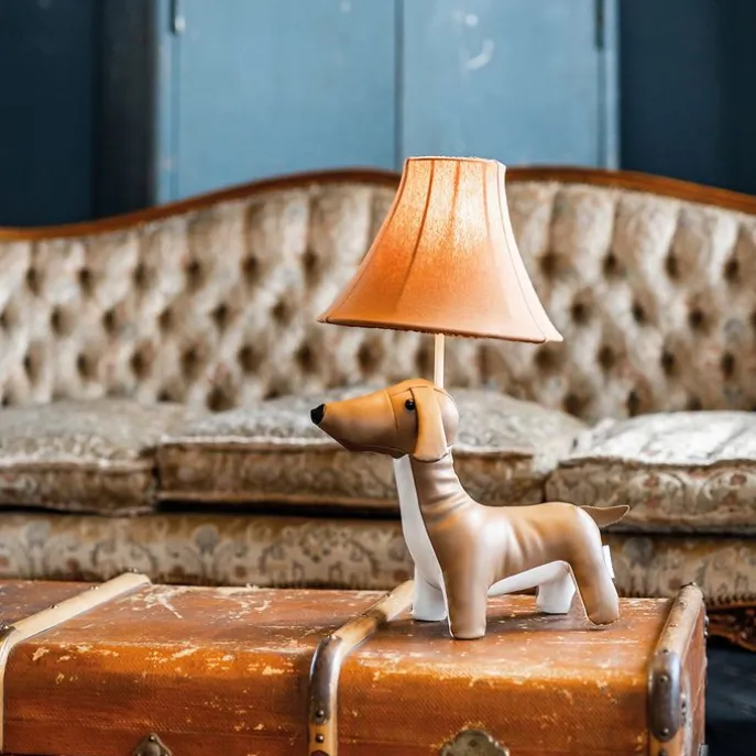 Kinder Tischleuchte Dackel Braun inkl. LED - Waldi