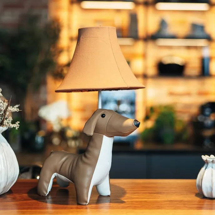 Kinder Tischleuchte Dackel Braun inkl. LED - Waldi