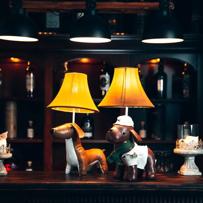 Kinder Tischleuchte Dackel Braun inkl. LED - Waldi