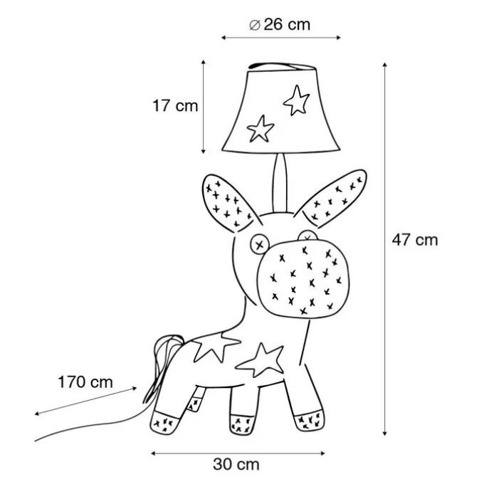 Kinder Tischleuchte Pferd Sterne inkl. LED - Finn