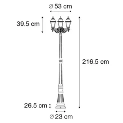 Klassische Außenlaterne schwarz 3-flammig IP44 - New Haven