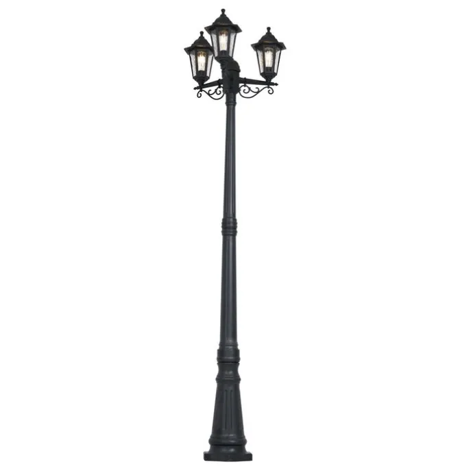 Klassische Außenleuchte schwarz 217 cm IP44 - New Haven Gehämmert