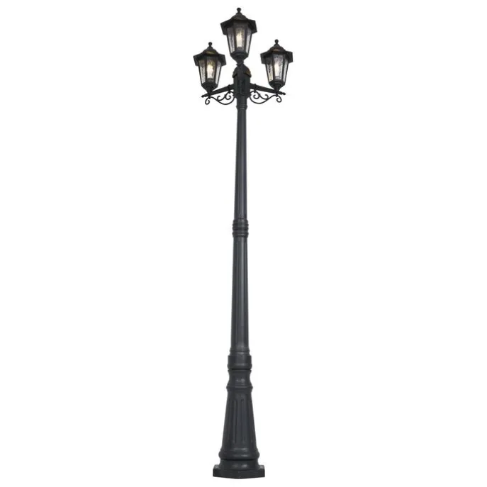 Klassische Außenleuchte schwarz 217 cm IP44 - New Haven Gehämmert