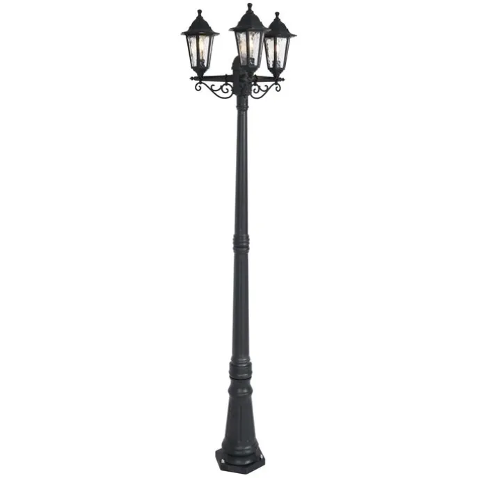 Klassische Außenleuchte schwarz 217 cm IP44 - New Haven Gehämmert