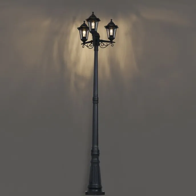 Klassische Außenleuchte schwarz 217 cm IP44 - New Haven Gehämmert