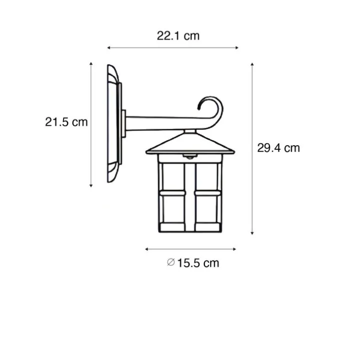 Klassische Außenwandlaterne schwarz IP44 - Herb