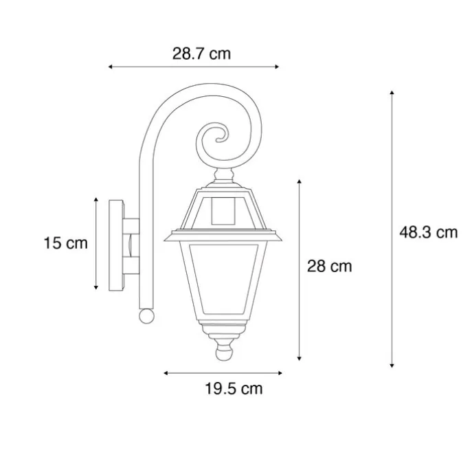 Klassische Außenwandlaterne schwarz IP44 - Berta