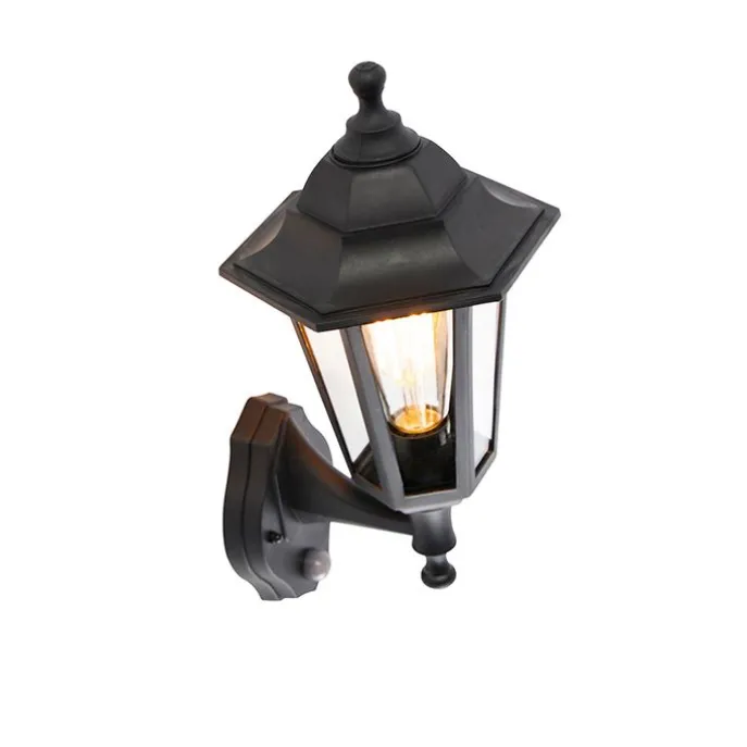 Klassische Außenwandleuchte schwarz mit Bewegungssensor - New Haven