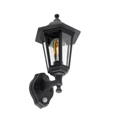 Klassische Außenwandleuchte schwarz mit Bewegungssensor - New Haven