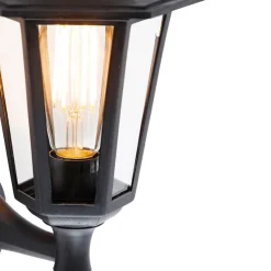 Klassische Außenwandleuchte schwarz mit Bewegungssensor - New Haven