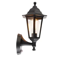 Klassische Außenwandleuchte schwarz mit Bewegungssensor - New Haven