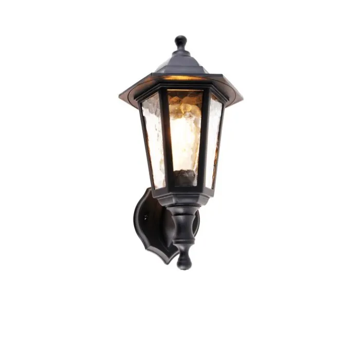 Klassische Außenwandleuchte schwarz IP44 - New Haven Gehämmert