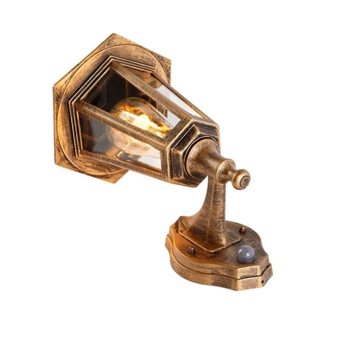 Klassische Außenwandleuchte antikgold mit Bewegungssensor - New Haven