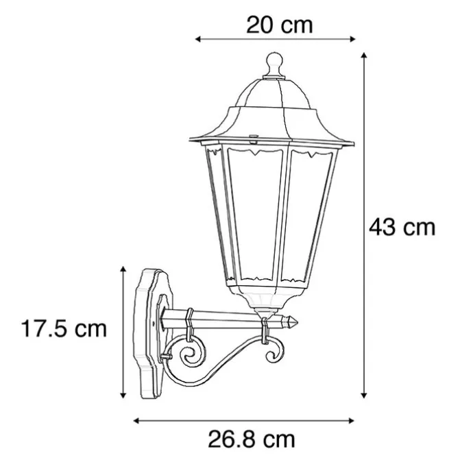 Klassische Außenwandleuchte schwarz IP44 - Havana Up