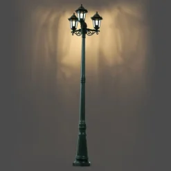 Klassische Aussenlaterne Dunkelgrün 217cm 3-flammig IP44 - New Haven