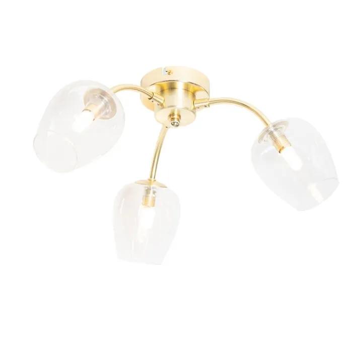 Klassische Deckenlampe Gold mit Glas 3-flammig - Elien