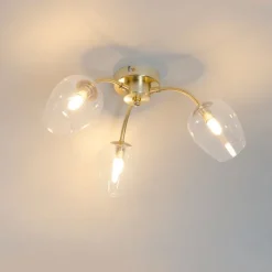 Klassische Deckenlampe Gold mit Glas 3-flammig - Elien
