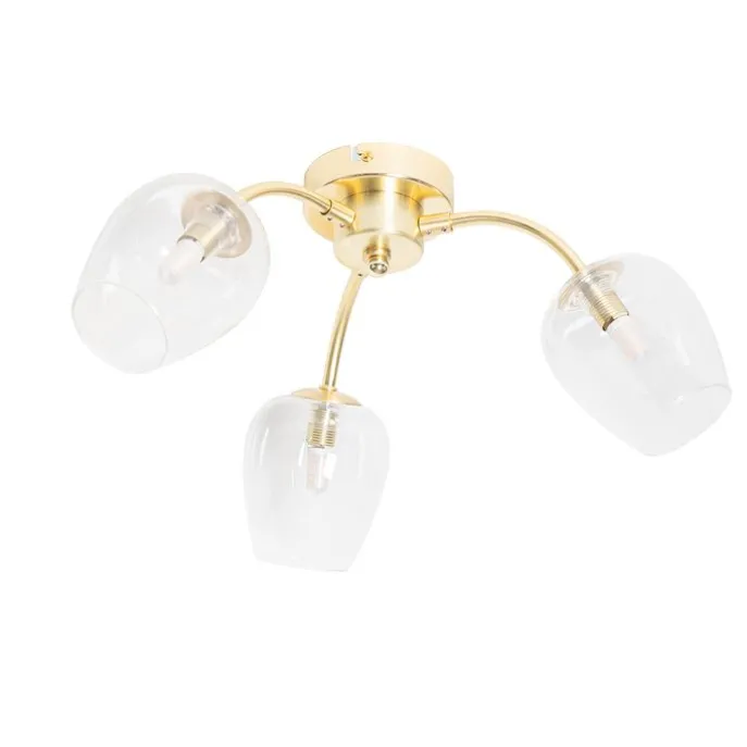 Klassische Deckenlampe Gold mit Glas 3-flammig - Elien