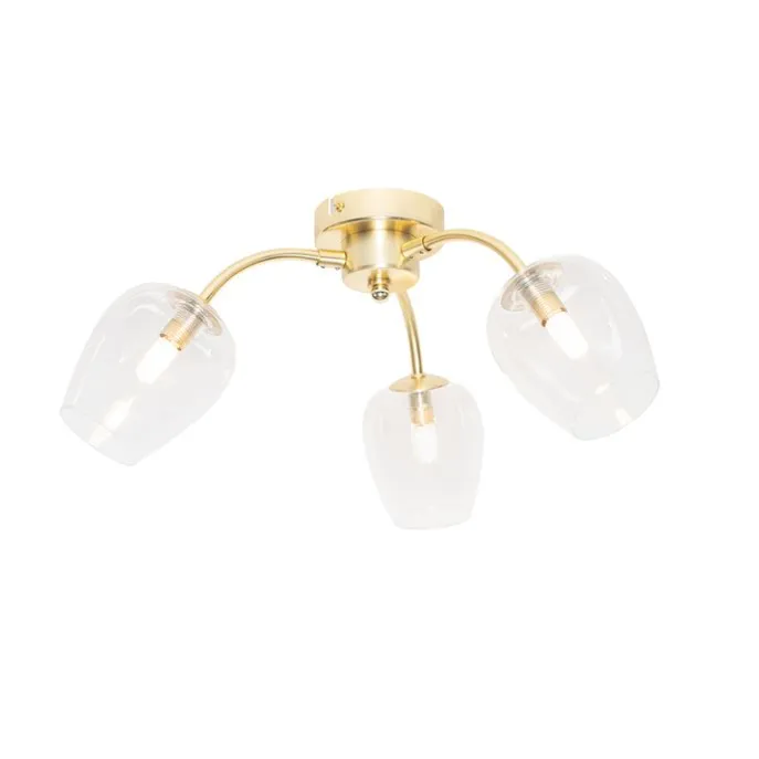 Klassische Deckenlampe Gold mit Glas 3-flammig - Elien