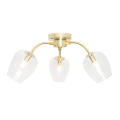 Klassische Deckenlampe Gold mit Glas 3-flammig - Elien