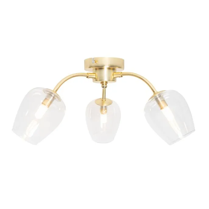 Klassische Deckenlampe Gold mit Glas 3-flammig - Elien