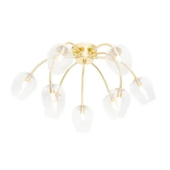 Klassische Deckenlampe Gold mit Glas 9 Lichter - Elien