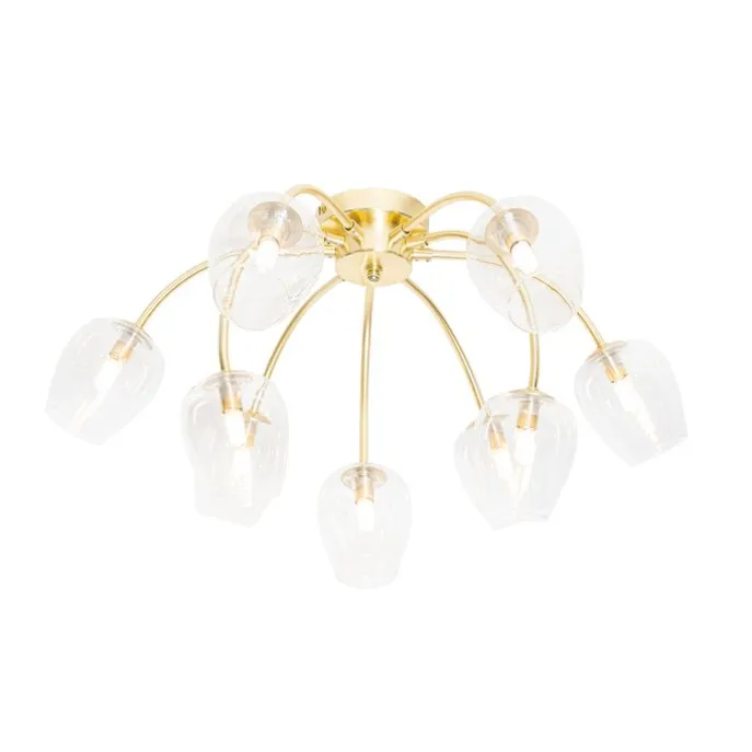 Klassische Deckenlampe Gold mit Glas 9 Lichter - Elien