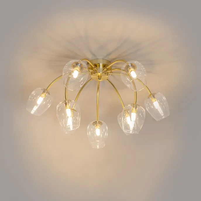 Klassische Deckenlampe Gold mit Glas 9 Lichter - Elien