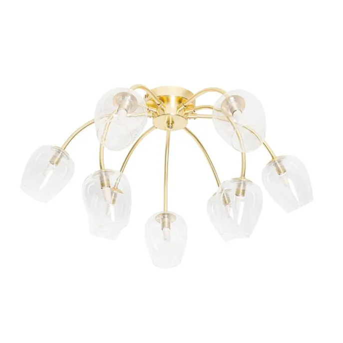 Klassische Deckenlampe Gold mit Glas 9 Lichter - Elien