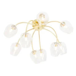 Klassische Deckenlampe Gold mit Glas 9 Lichter - Elien